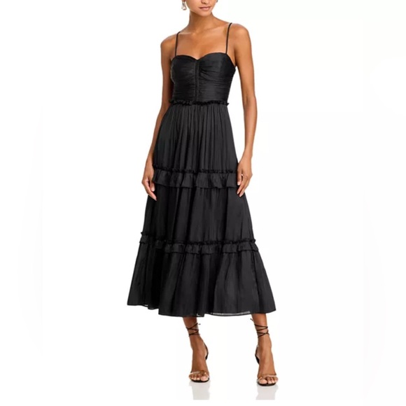 Aqua Ruched Ruffle Dress - Picture 1 of 2